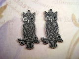 Oxidized Silver Plated Solid Brass Owl Charm Stampings (2)-SOS2315