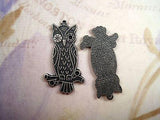 Oxidized Silver Plated Solid Brass Owl Charm Stampings (2)-SOS2315