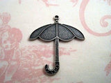 Oxidized Silver Solid Brass Umbrella Charm Stamping (1) - SOS2317