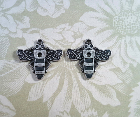 Oxidized Silver Brass Bee Charms (2) - SOS2510