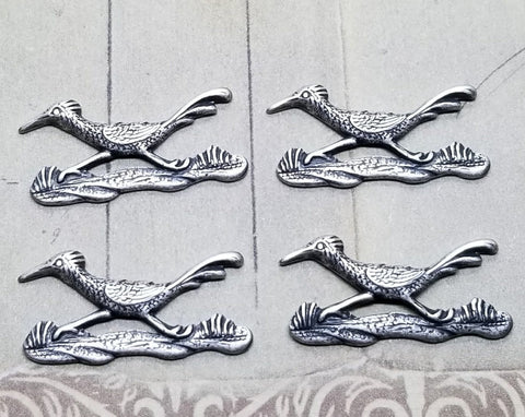 Small Oxidized Silver Road Runner Stampings (4) - SOS4059