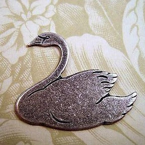 Solid Oxidized Silver Plated Brass Swan Stamping (1) - SOS5523