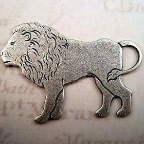 Large Oxidized Silver Plated Solid Brass Lion Stamping (1) -SOS5525