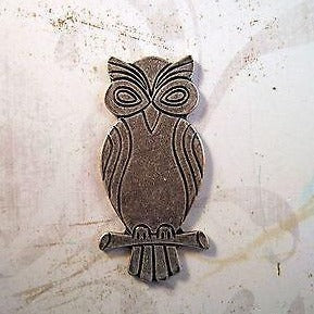 Large Oxidized Silver Plated Solid Brass Retro Owl Stamping (1) - SOS5793