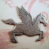Large Solid Oxidized Silver Plated Brass Pegasus Stamping (1) - SOS6762