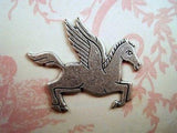 Large Solid Oxidized Silver Plated Brass Pegasus Stamping (1) - SOS6762