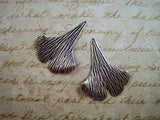 Large Oxidized Silver Plated Brass Gingko Leaf Stampings (2) -SOSG4158H