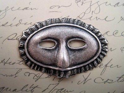 Large Oxidized Silver Plated Brass Mask Stamping (1) - SOSG7816