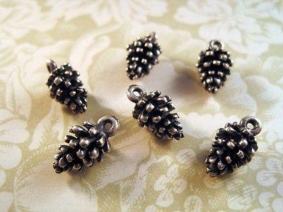 Oxidized Silver Plated Pine Cone Casting Charms (6) - SOSGK1031