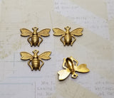 Raw Brass Bee Charms (4) - U1801-1R